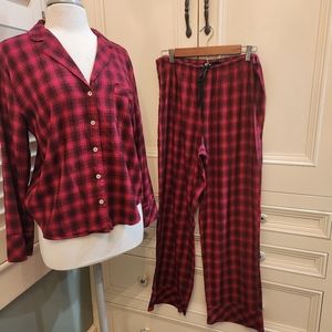 Victoria's Secret Red Black Plaid Sz M 2 piece Pajama Set